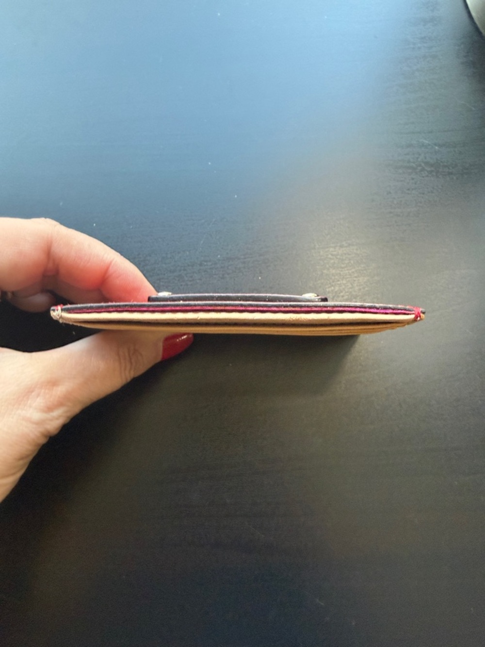 kate spade Red Leather Card Case with Gold Plaque - Picture 10 of 14